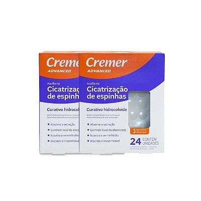 2 Curativos Hidrocoloide Acnes e Espinhas 24un Cada Cremer