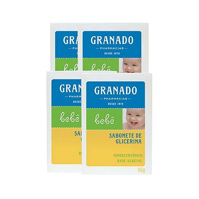 4 Sabonete em Barra de Glicerina Granado Bebê Tradicional 90g