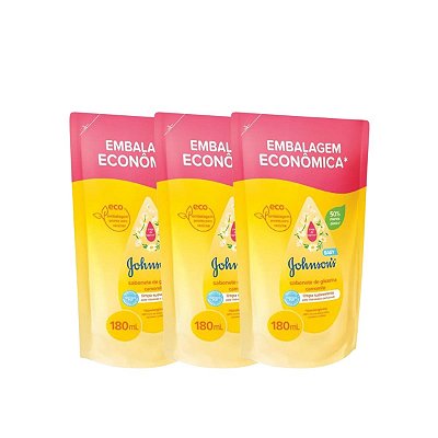 3 Refil Sabonete Líquido Glicerina Camomila 180ml Johnson's