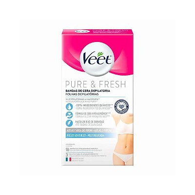 Folha Depilatória Axilas e Virilhas Veet Pure & Fresh 16 un