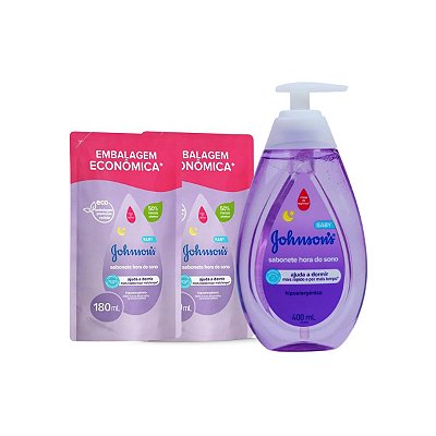 Kit Sabonete Hora do Sono 400ml Johnson's Com 2 Refil 180ml