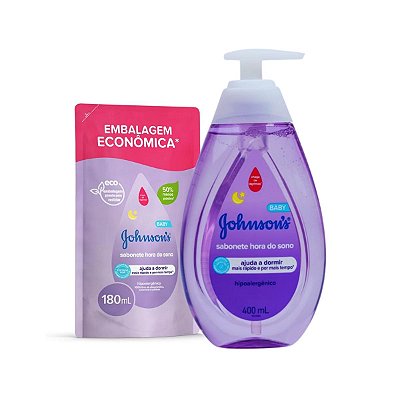 Kit Sabonete Hora do Sono 400ml Johnson's Com 1 Refil 180ml