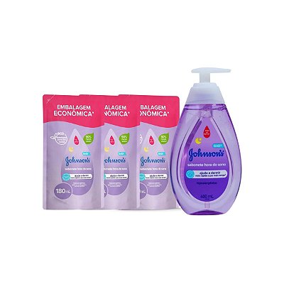 Kit Sabonete Hora do Sono 400ml Johnson's Com 3 Refil 180ml