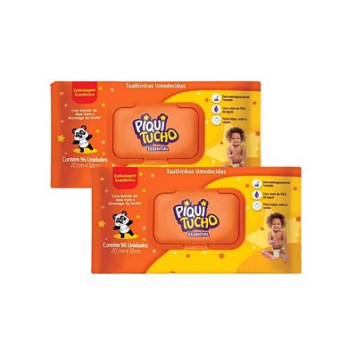 Kit 2 Toalha Umedecida Piquitucho Essential 96 Unidades Cada