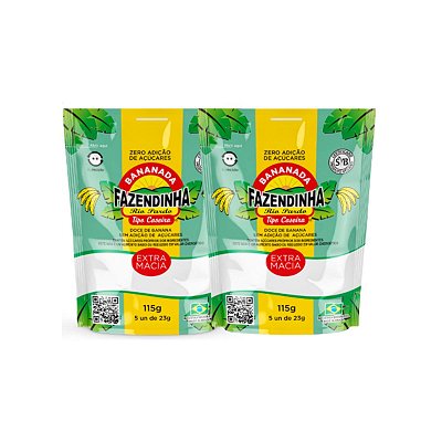 Kit 2 Doce Bananinha S/açúcar C/5 Unidade de 23g Fazendinha