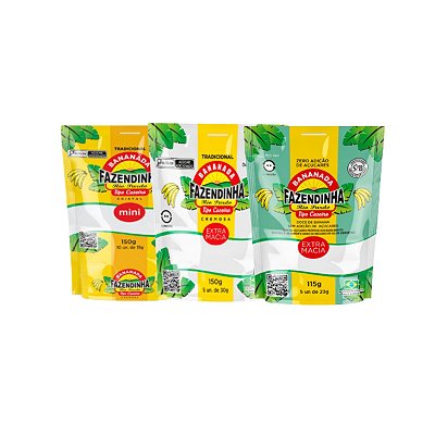 Kit Doce de Banana Tradicional, Zero Açúcar e Extra Macia