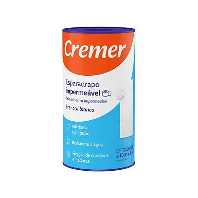 Esparadrapo Impermeável Branco 10cm x 4,5m Cremer