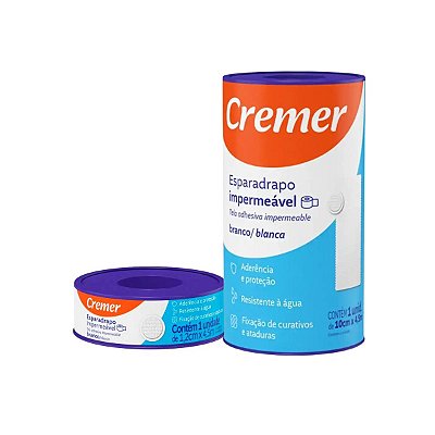 Kit Esparadrapo Impermeável 1,2cm e 10cm Cremer