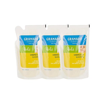3 Refil Sabonete Glicerina Bebê Tradicional 250ml Granado
