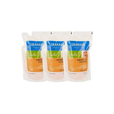 3 Refil Sabonete Glicerina Bebê Camomila 250ml Granado