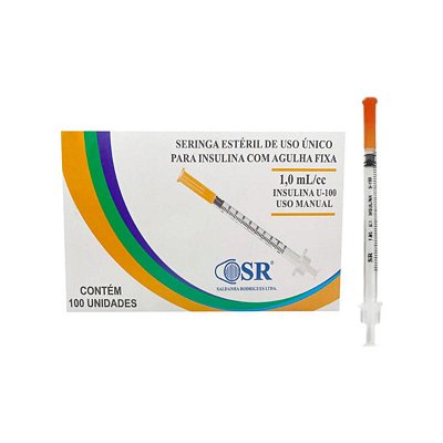 Seringa De Insulina 1,0ml Agulha Fixa 30G 0,30x8mm 100un