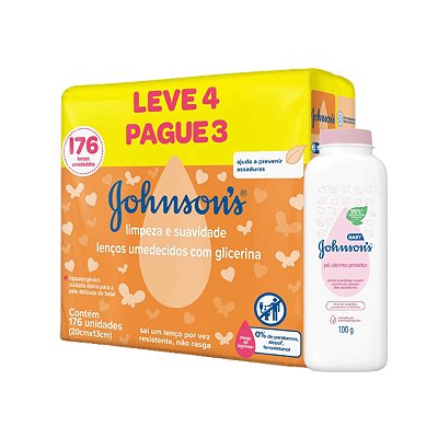 Lenços Umedecidos e Talco Original Jonhsons
