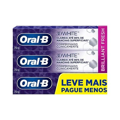 Kit Creme dental Oral-B 3D White Brilliant Fresh 3 Unidades