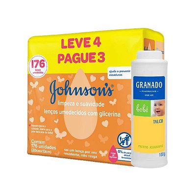 Kit Lenço Johnsons e Talco Para Bebê 100g Granado
