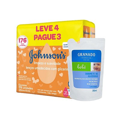 Kit Lenço Umedecido e Refil Sabonete Liquido Lavanda Granado