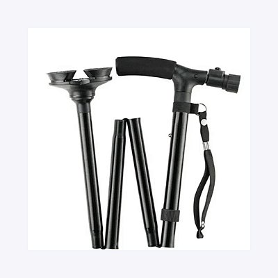 Bengala Ortopédica Bastão Dobrável Regulável C/ Lanterna Led