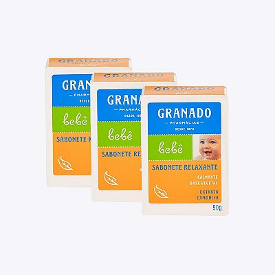 Kit 3 Sabonete Barra de Glicerina Granado Bebê Camomila 90g