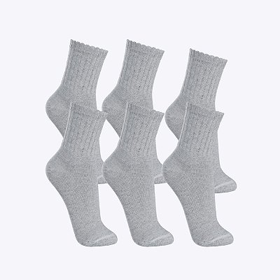 Kit 6 Pares Meia Lupo Kids Cano médio Esporte/Escola