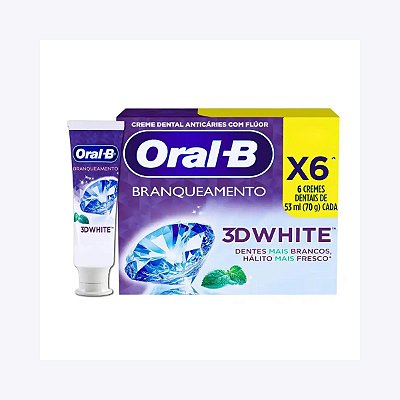 Kit Creme Dental Clareador Oral-b 3d White 6Un 70g Cada
