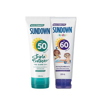 Kit 2 Protetor Solar Sundown 50fps 100ml + 60fps Kids 100ml