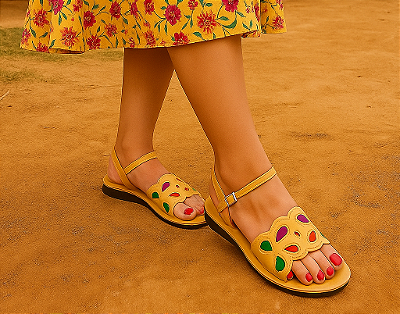 Sandália em couro colorida exclusiva - Sandal MARIA Tieta