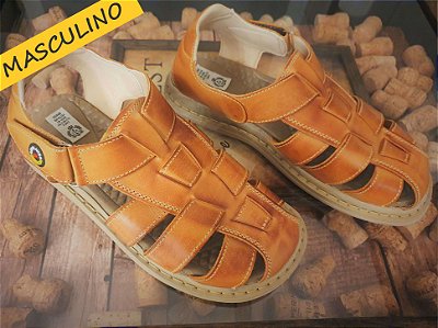 Sandália Masculina de couro - Sandal CONFORT Whisky