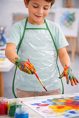 Kit 10 Aventais Plástico Infantil Transparente para uso escolar