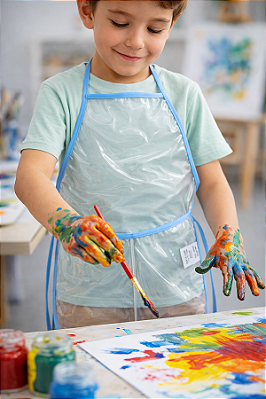 Kit 6 Aventais Infantil para pintura com bolso divisória