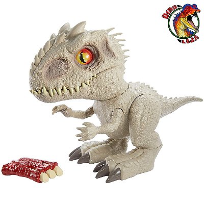 BEBÊ INDOMINUS REX FILHOTE BRINQUEDO MATTEL JURASSIC WORLD DINOSSAURO COM SOM E ARTICULAÇÃO