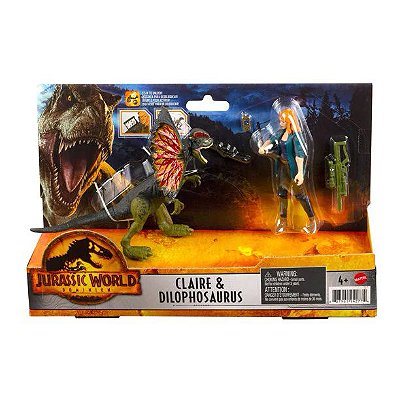 CLAIRE E DILOPHOSAURUS JURASSIC WORLD DOMÍNIO MATTEL