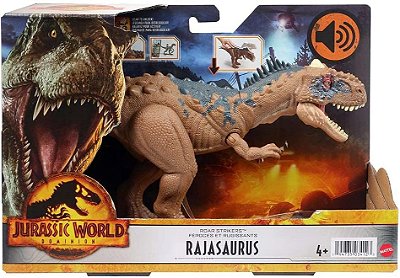 RAJASAURUS RUGE E ATACA MATTEL JURASSIC WORLD DOMÍNIO RAJASSAURO