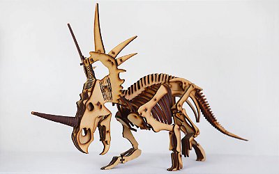 ESQUELETO DE STYRACOSAURUS WONDER ARTISTIC MODELS - QUEBRA-CABEÇA 3D EM MDF