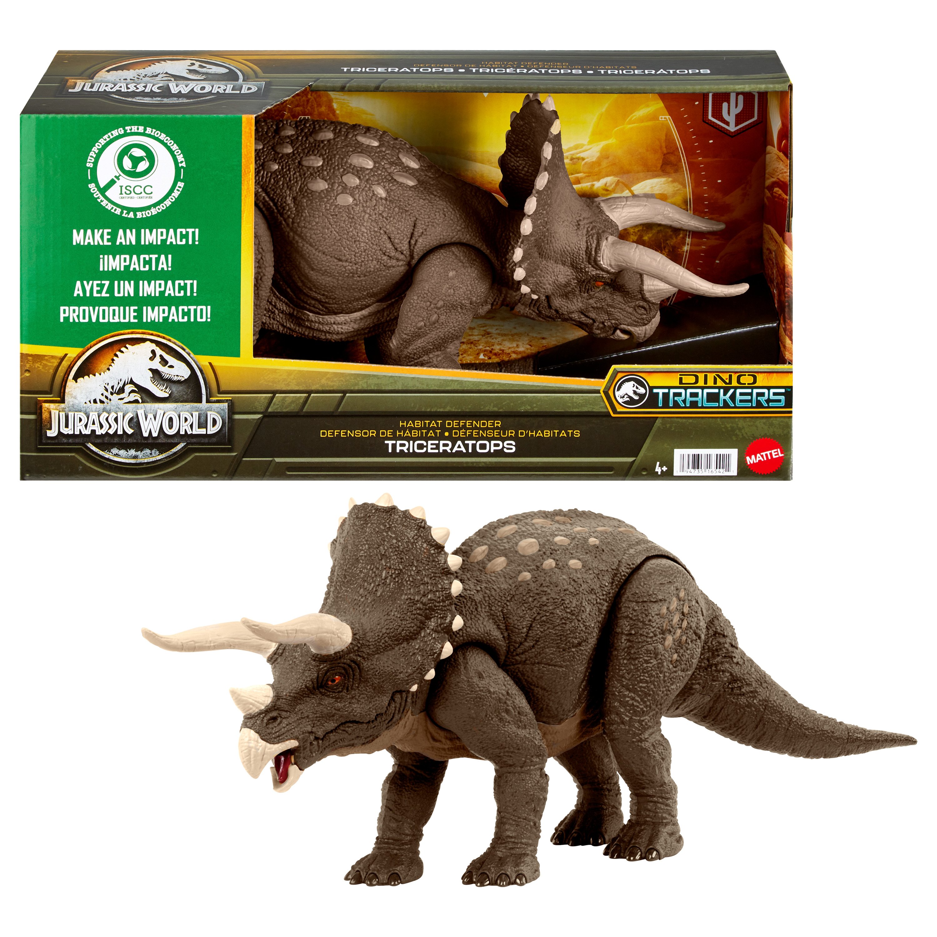 TRICERATOPS DEFENSOR DE HABITAT DINO TRACKERS JURASSIC WORLD DOMINION MATTEL