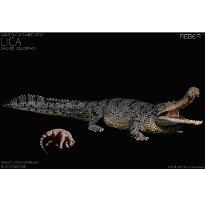 SARCOSUCHUS IMPERATOR "LICA" CINZA REBOR VERSÃO LAGO CROCODILO PRÉ-HISTÓRICO GIGANTE