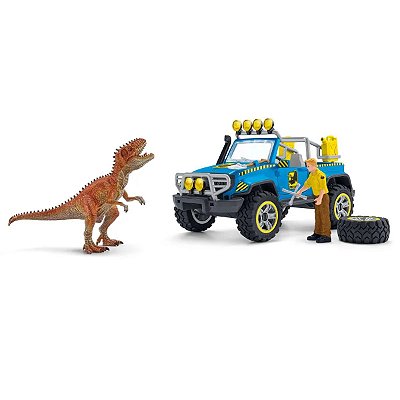 JIPE COM CERCADO SCHLEICH CONJUNTO DINOSSAUROS E HUMANOS COLECIONÁVEL BRINQUEDO