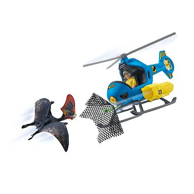 CONJUNTO ATAQUE AÉREO SCHLEICH MINIATURA PTEROSSAURO HUMANO BRINQUEDO HELICÓPTERO