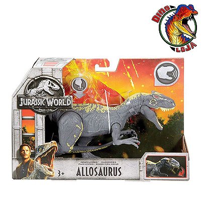 ALLOSAURUS ROARIVORES JURASSIC WORLD REINO AMEAÇADO MATTEL DINOS COM SONS ALOSSAURO