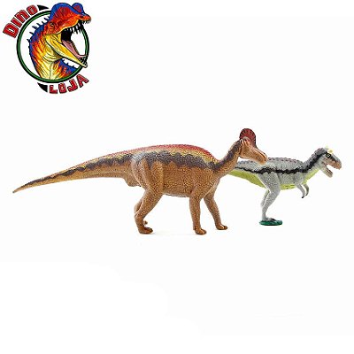 CARNOTAURO E CORITOSSAURO TOYWAY COLEÇÃO MUSEU DE HISTÓRIA NATURAL RÉPLICAS IMPORTADAS DINOSSAUROS DE PLÁSTICO