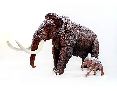 MAMUTE LANUDO COM FILHOTE COSTAS NEVADAS 1/18 CREATIVE BEASTS STUDIO E EONS ARTICULADO [PRÉ-VENDA]