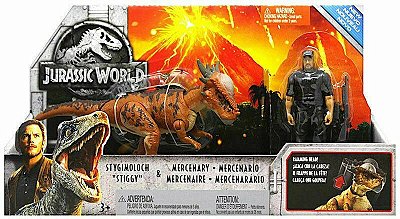 STYGIMOLOCH MATTEL & MERCENÁRIO FIGURA DE DINOSSAURO CONJUNTO AVENTURA JURASSIC WORLD REINO AMEAÇADO
