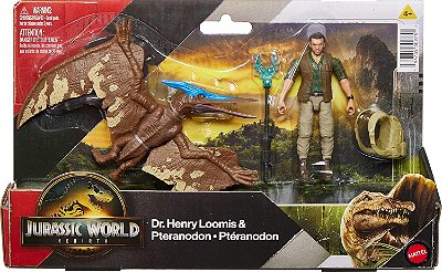 CONJUNTO HENRY LOOMIS E PTERANODON MATTEL JURASSIC WORLD REBIRTH