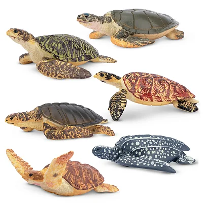 CONJUNTO DE 6 TARTARUGAS MARINHAS TOYMANY FIGURAS DE ANIMAIS SELVAGENS MARINHOS DE BRINQUEDO
