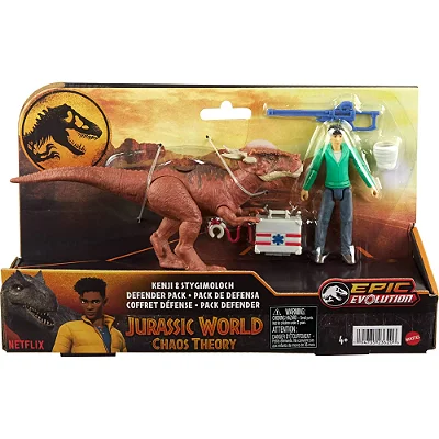 KENJI E STYGIMOLOCH DEFENDER PACK TEORIA DO CAOS MATTEL JURASSIC WORLD