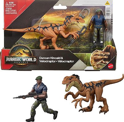 CONJUNTO DUNCAN KINCAID E VELOCIRAPTOR MATTEL JURASSIC WORLD REBIRTH