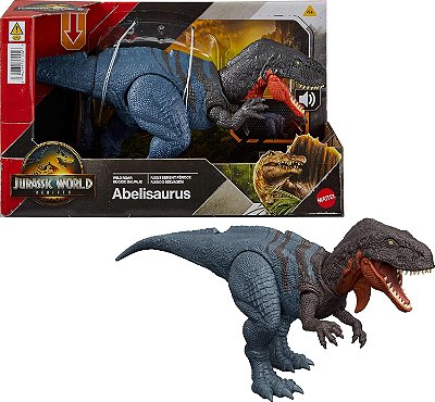 ABELISAURUS WILD ROAR JURASSIC WORLD REBIRTH DINO COM SOM MATTEL ABELISSAURO