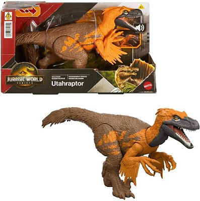 UTAHRAPTOR MATTEL WILD ROAR JURASSIC WORLD REBIRTH DINO COM SOM RAPTOR EMPLUMADO
