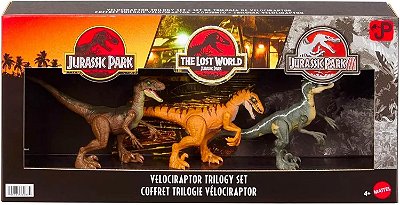 VELOCIRAPTOR SET JURASSIC PARK TRILOGY CONJUNTO COM 3 FIGURAS MATTEL