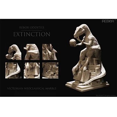 EXTINÇÃO REBOR ODDITIES MÁRMORE VITORIANO CLÁSSICO ESTÁTUA FILOSORAPTOR EDIÇÃO LIMITADA