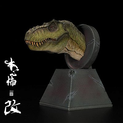 BUSTO DE TYRANNOSAURUS REX NANMU VERDE 2020 ESTATUETA EM RESINA TIRANOSSAURO REX
