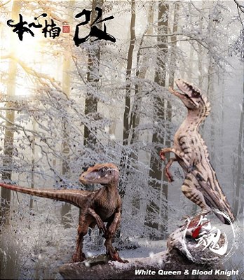 VELOCIRAPTOR NANMU 2023 "WHITE QUEEN + BLOOD KNIGHT" WINTER CHAPTER ESTATUETA DE RESINA RAPTOR